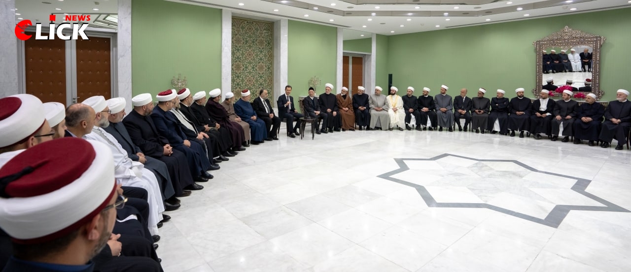 الرئيس الأسد يستقبل وفداً من كبار علماء الدين الإسلامي في دمشق بمناسبة شهر رمضان المبارك.
