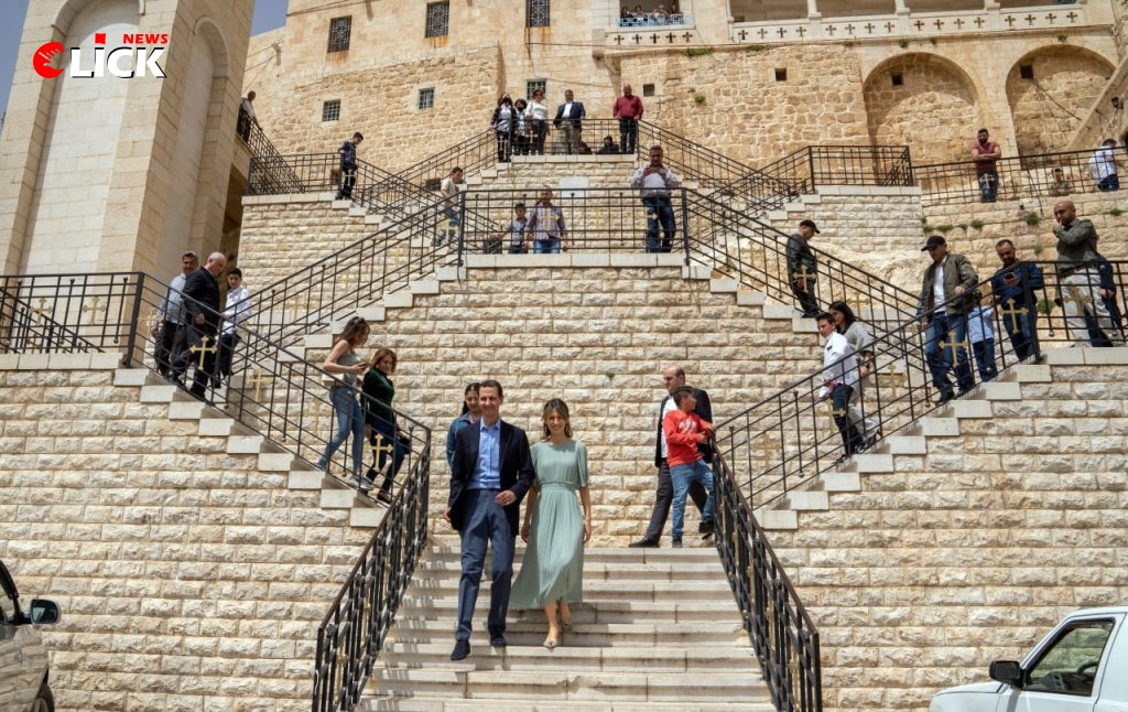 الرئيس الأسد و السيدة الأولى يهنئان المسيحيين في دير سيدة صيدنايا
