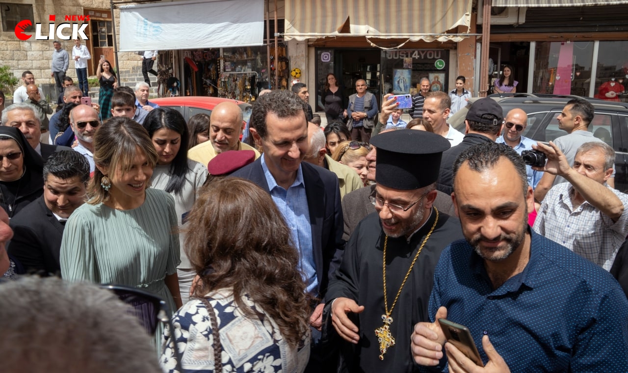 الرئيس الأسد و السيدة الأولى يهنئان المسيحيين في دير سيدة صيدنايا
